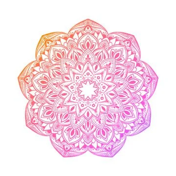 Hand drawn abstract mandala design. Vector oriental round pattern. Coloring book Stock Illustration