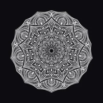 Hand drawn abstract mandala design. Vector oriental round pattern. Coloring book Stock Illustration