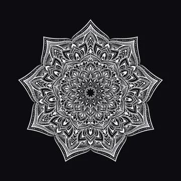 Hand drawn abstract mandala design. Vector oriental round pattern. Coloring book Illustrazione stock