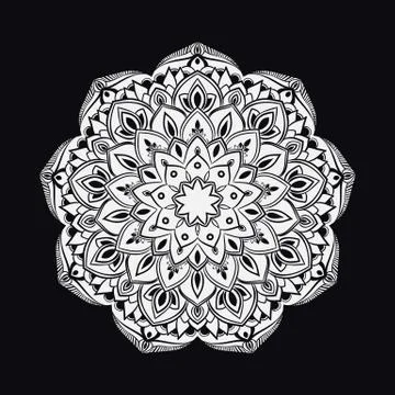 Hand drawn abstract mandala design. Vector oriental round pattern. Coloring book Stock Illustration