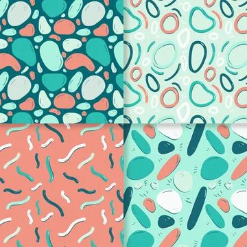 Hand Drawn Abstract Pattern Pack with Organic Doodle Shapes Stock Illustration