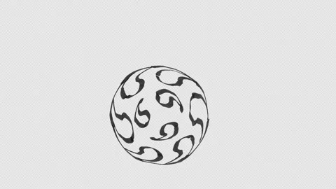 Hand Drawn Abstract Pattern Sphere Rotating Slowly Loop With Transparent Bac Stock Footage 347633936