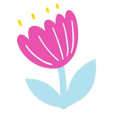 Hand drawn abstract plant. Vector illustration of minimalist colorful flower Stock Illustration