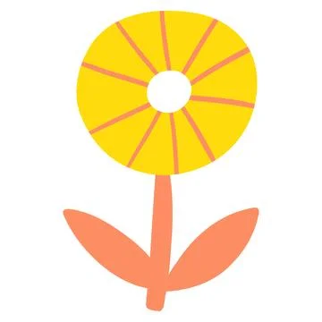 Hand drawn abstract plant. Vector illustration of minimalist colorful flower Stock Illustration