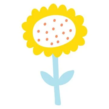 Hand drawn abstract plant. Vector illustration of minimalist colorful flower Stock Illustration