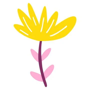 Hand drawn abstract plant. Vector illustration of minimalist colorful flower Stock Illustration