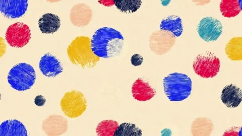 Hand drawn abstract polka dot background with colorful textured circles, se.. Video stock 342046791