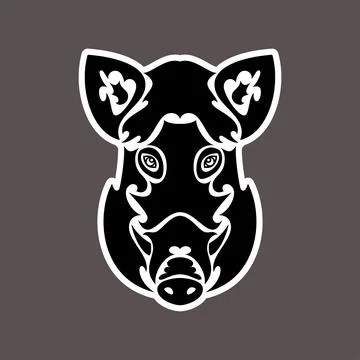 Hand-drawn abstract portrait of a boar. Sticker. Vector stylized illustration Stock Illustration