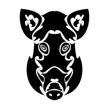 Hand-drawn abstract portrait of a boar for tattoo, logo, wall decor, T-shirt  Stock Illustration