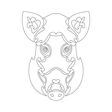 Hand-drawn abstract portrait of a boar for tattoo, logo, wall decor, T-shirt  Stock Illustration