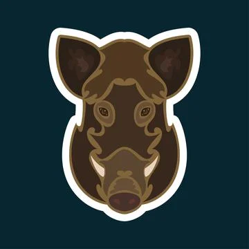 Hand-drawn abstract portrait of a boar. Sticker. Colorful vector stylized ill Stock Illustration