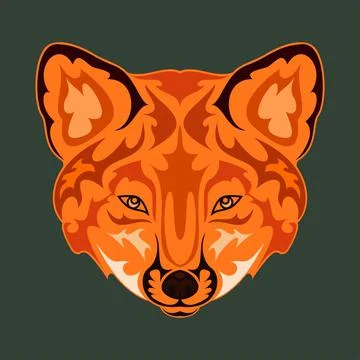 Hand drawn abstract portrait of a fox. Vector stylized colorful illustration  Stock Illustration