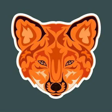 Hand drawn abstract portrait of a fox. Sticker. Vector stylized colorful illu Illustrazione stock