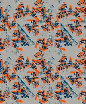 Hand drawn abstract psychedelic seamless pattern with grunge spots Stock Illustration