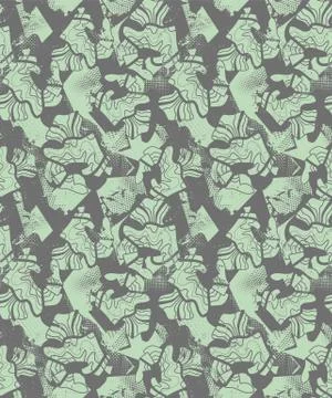 Hand drawn abstract psychedelic seamless pattern with grunge spots Stock Illustration