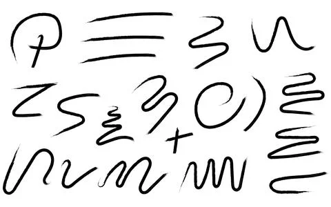 Hand drawn abstract scribbles and curved wavy lines artistic collection Stock Illustration