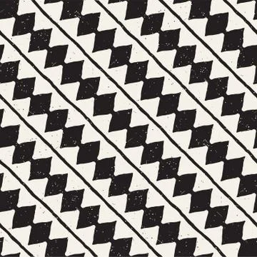 Hand drawn abstract seamless pattern in black and white. Retro grunge freehand Stock Illustration