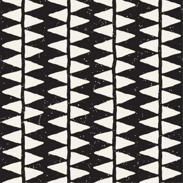 Hand drawn abstract seamless pattern in black and white. Retro grunge freehan Illustrazione stock