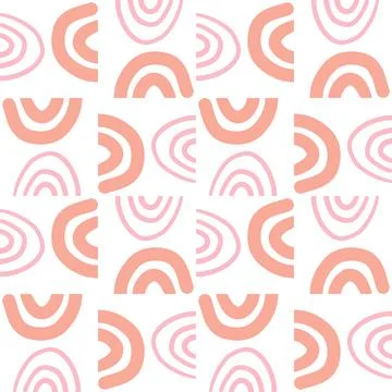 Hand drawn abstract seamless pattern with cute arches tile. Stock Illustration