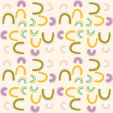 Hand drawn abstract seamless pattern with cute arches tile. Stock Illustration