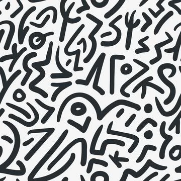Hand Drawn Abstract Seamless Pattern. Ethnic Background in African Style - .. Stock Illustration