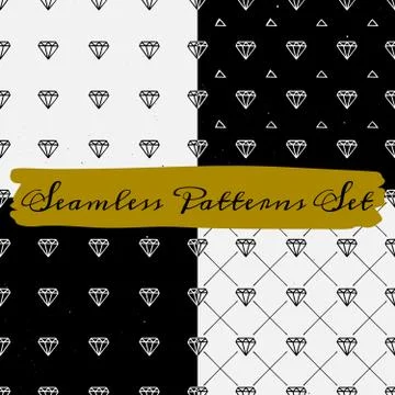 Hand Drawn Abstract Seamless Patterns Collection Stock Illustration