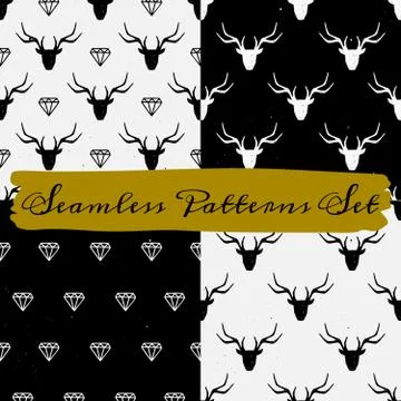 Hand Drawn Abstract Seamless Patterns Collection Illustrazione stock