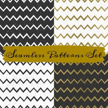 Hand Drawn Abstract Seamless Patterns Collection 스톡 일러스트