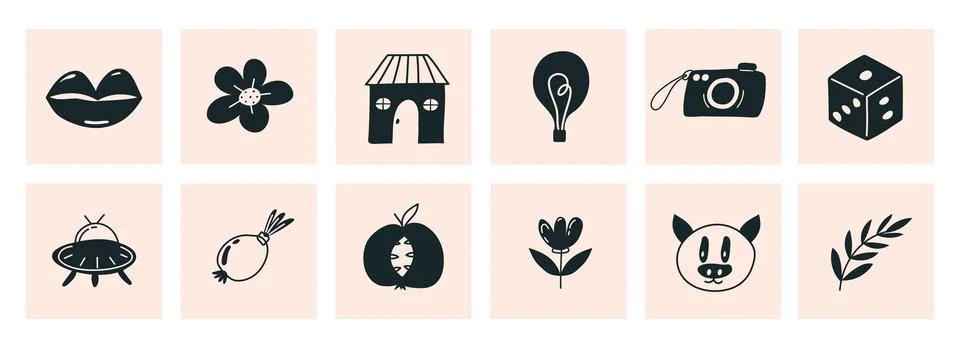 Hand drawn Abstract shapes, Comic characters. Illustrazione stock