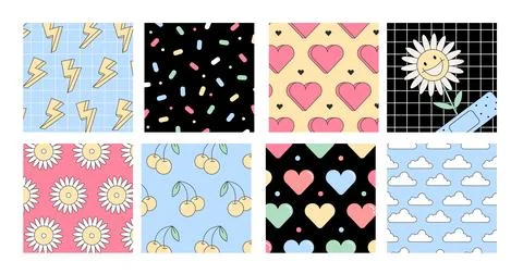 Hand drawn Abstract shapes, funny cute Comic characters. Big Set of Different Stock Illustration