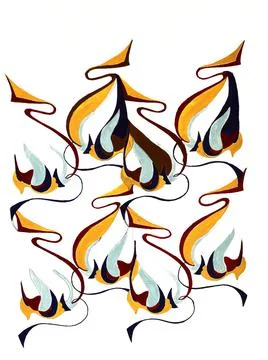 Hand drawn abstract symmetric shape painted with acrylics Stock Illustration
