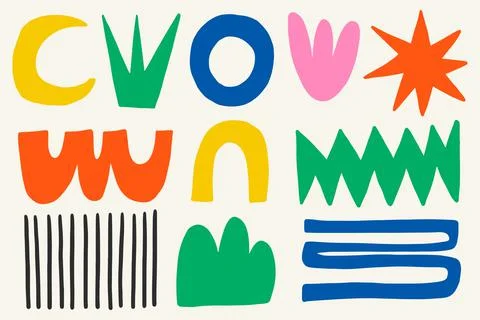 Hand Drawn Abstract Trapezoid Shape and Element Design Set Stock Illustration