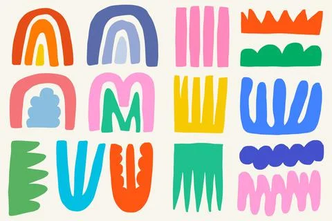 Hand Drawn Abstract Trapezoid Shape Design Set Stock Illustration