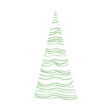Hand drawn Abstract tree with cone-shaped crown Stock Illustration