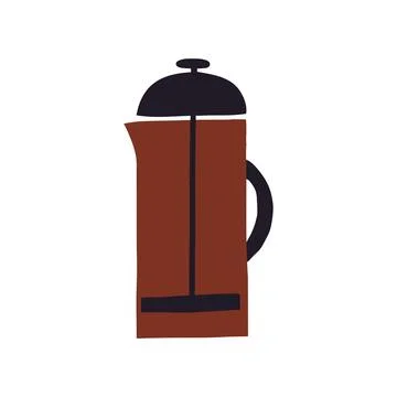 Hand drawn abstract vector illustration of French press coffee pot used for b Stock Illustration