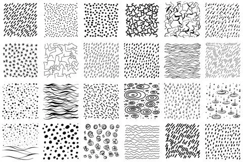 Hand-drawn abstract vector textures. Minimal graphic patterns in the form Stock Illustration