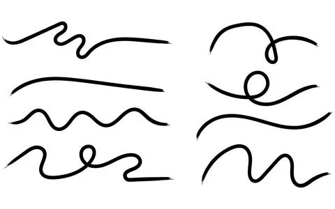 Hand drawn abstract wavy lines and swirl elements on white minimalist backg.. Stock Illustration