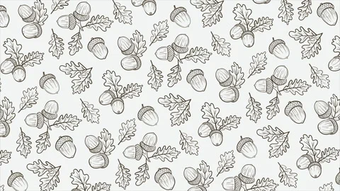 Hand drawn acorns background on a seamless loop Stock Footage 316982960