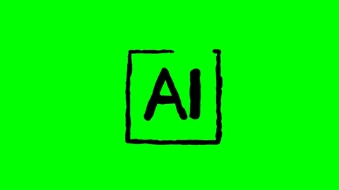 Hand drawn AI chip icon on green screen Stock Footage 311122048