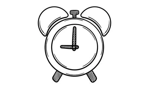 Hand drawn alarm clock Illustrazione stock