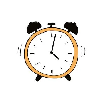 Hand drawn alarm clock isolated on white background. Vector Stock Illustration
