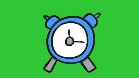 Hand-Drawn Alarm Clock Time Animation on Green Screen  Stock Footage 332615127