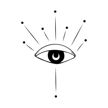Hand drawn All seeing eye line icon. Third eye symbol. Mystical and esoteric eye Stock Illustration
