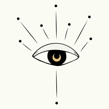 Hand drawn All seeing eye line icon. Third eye symbol. Mystical and esoteric eye Stock Illustration