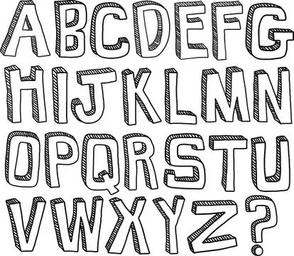 Hand Drawn Alphabet Stock-Illustration