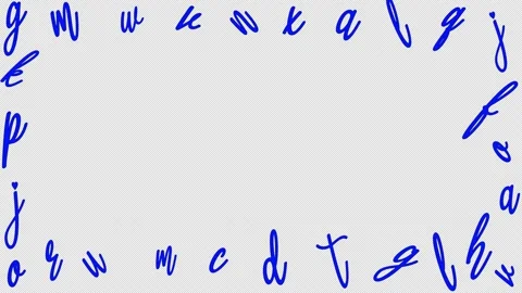 Hand-drawn alphabet letters frame. Seamless looping animation of blue script Stock Footage 320504567