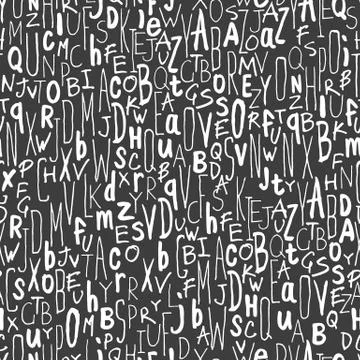 Hand-drawn Alphabet Seamless Pattern Stock Illustration
