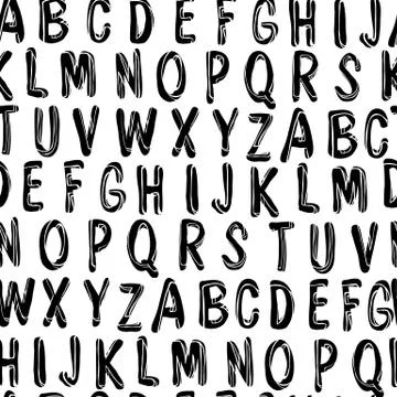Hand Drawn Alphabet. Seamless Pattern Stock Illustration