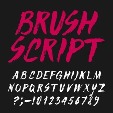 Hand drawn alphabet vector font. Rough brush script letters. Stock Illustration