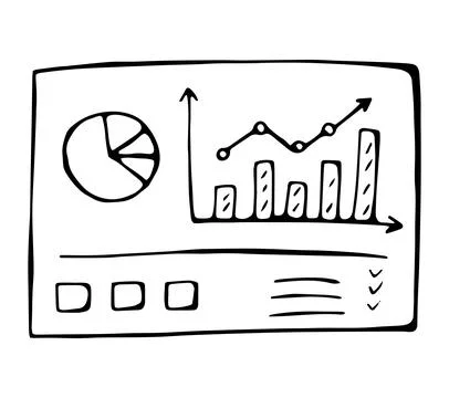 Hand Drawn Analytics Dashboard Minimal Line Art Business Data Illustration Stock Illustration